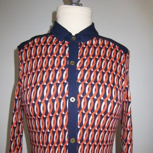 Button up with Boden Print Dress Size 8